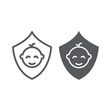 Children insurance line and glyph icon, kids and care, family insurance sign, vector graphics, a linear pattern on a white background.のイラスト素材
