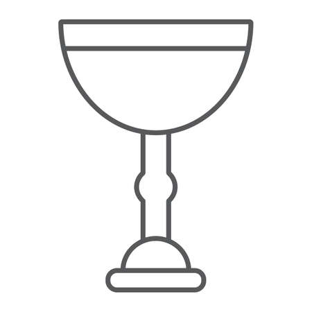 Jewish goblet thin line icon, cup and judaism, kiddush wine cup sign, vector graphics, a linear pattern on a white background.のイラスト素材