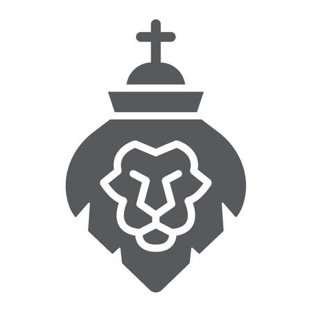 Lion of judah glyph icon, religion and animal, lion head sign, vector graphics, a solid pattern on a white background.のイラスト素材