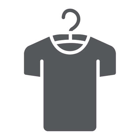 Clothes on hanger glyph icon, fashion and clothing, tshirt on hanger sign, vector graphics, a solid pattern on a white background.のイラスト素材