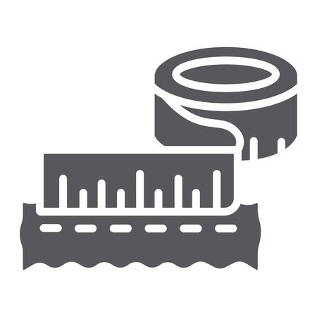 Sewing meter glyph icon, ruler and tailor, measuring tape sign, vector graphics, a solid pattern on a white background.のイラスト素材