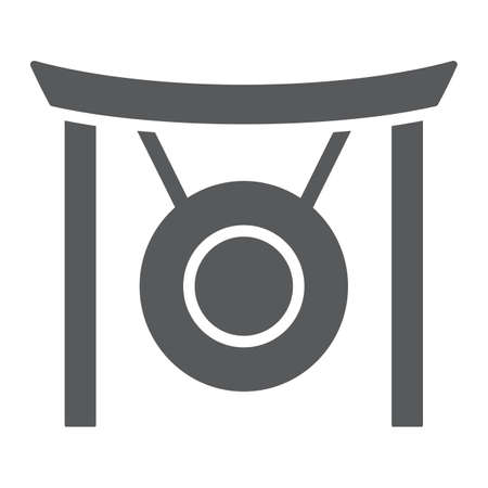 Gong glyph icon, asia and music, musical instrument sign, vector graphics, a solid pattern on a white background, eps 10.のイラスト素材