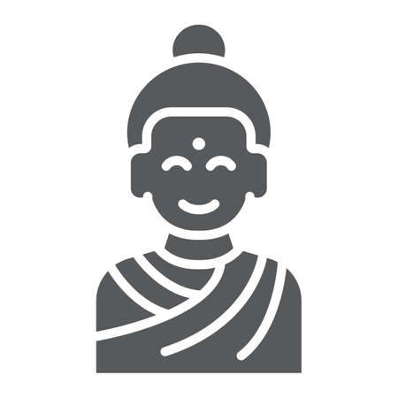 Buddha glyph icon, meditation and buddhism, meditating person sign, vector graphics, a solid pattern on a white background.のイラスト素材