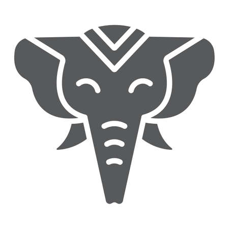Elephant glyph icon, zoo and wildlife, african animal sign, vector graphics, a solid pattern on a white background.のイラスト素材