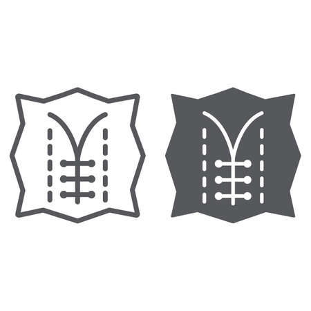 Seam line and glyph icon, dressmaking and sew, textile sign, vector graphics, a linear pattern on a white background.のイラスト素材