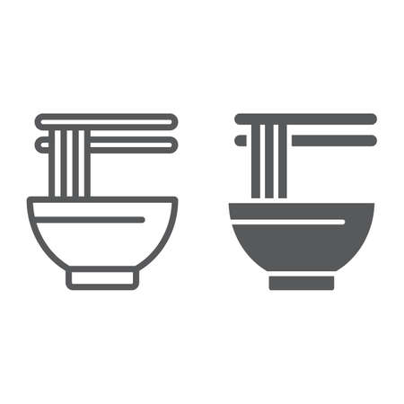 Ramen line and glyph icon, asian and food, noodle sign, vector graphics, a linear pattern on a white background.のイラスト素材