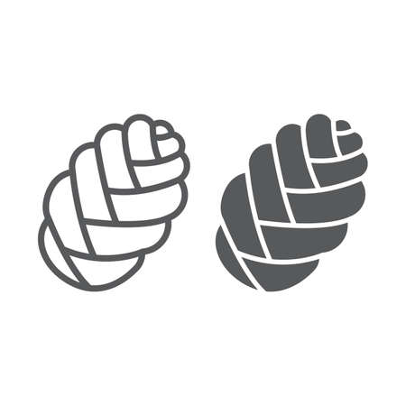Challah line and glyph icon, bake and bakery, jewish bread sign, vector graphics, a linear pattern on a white background.のイラスト素材