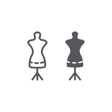 Tailors dummy line and glyph icon, dressmaker and tailor, mannequin sign, vector graphics, a linear pattern on a white background.のイラスト素材