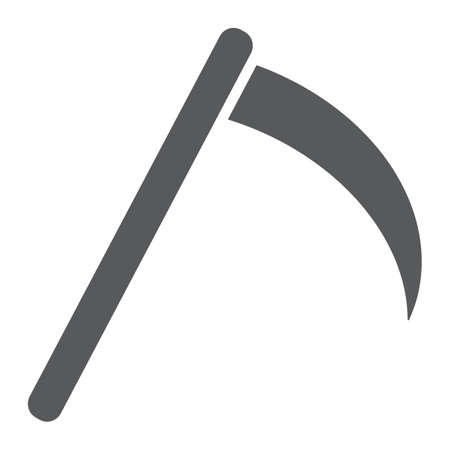Scythe glyph icon, halloween and blade, reaper sign, vector graphics, a solid pattern on a white background.のイラスト素材