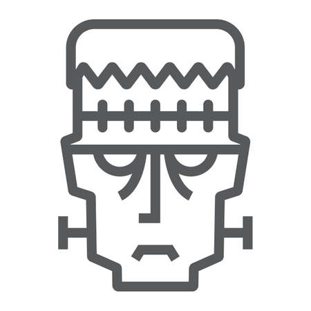 Frankenstein line icon, halloween and monster, zombie sign, vector graphics, a linear pattern on a white background.のイラスト素材