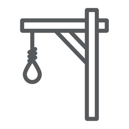 Gallows line icon, hang and knot, rope sign, vector graphics, a linear pattern on a white background.のイラスト素材