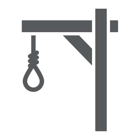 Gallows glyph icon, hang and knot, rope sign, vector graphics, a solid pattern on a white background.のイラスト素材