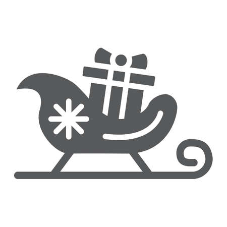 Santa claus sled glyph icon, christmas and holiday, christmas sleigh sign, vector graphics, a solid pattern on a white background.のイラスト素材