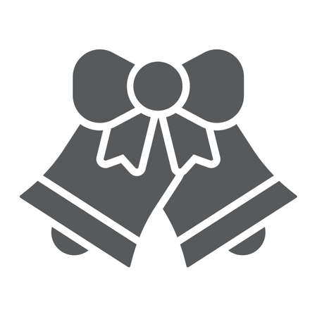 Christmas bell glyph icon, xmas and design, handbell sign, vector graphics, a solid pattern on a white background,のイラスト素材