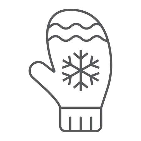 Mitten line icon, winter and clothes, glove sign, vector graphics, a linear pattern on a white backgroundのイラスト素材