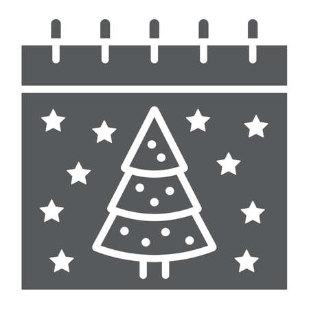 Christmas calendar glyph icon, date and new year, present and calendar sign, vector graphics, a solid pattern on a white background.のイラスト素材