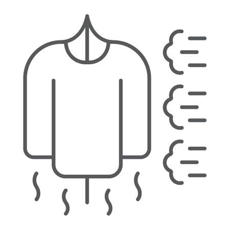 Steam clothes cleaning thin line icon, laundry and clean, clothes service sign, vector graphics, a linear pattern on a white background.のイラスト素材