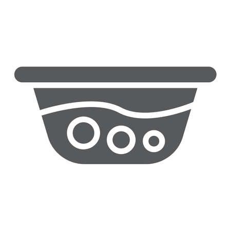 Basin with water glyph icon, laundry and wash, washbowl sign, vector graphics, a solid pattern on a white background.のイラスト素材