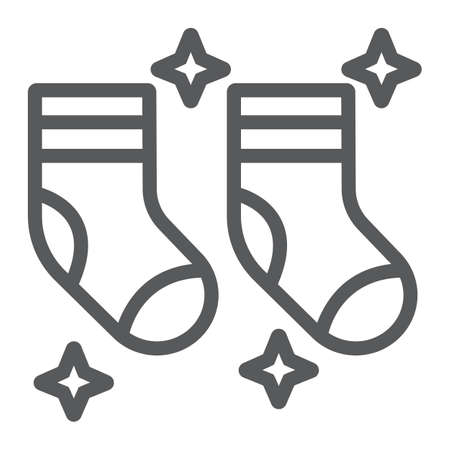 Clean socks line icon, laundry and wardrobe, tidy socks sign, vector graphics, a linear pattern on a white background.のイラスト素材