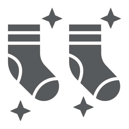 Clean socks glyph icon, laundry and wardrobe, tidy socks sign, vector graphics, a solid pattern on a white background.のイラスト素材