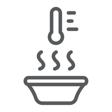 Hot water line icon, apparel and temperature, thermometer and basin sign, vector graphics, a linear pattern on a white background.のイラスト素材