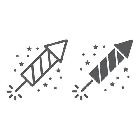 Christmas firework line and glyph icon, party and new year, firecracker sign, vector graphics, a linear pattern on a white background.のイラスト素材