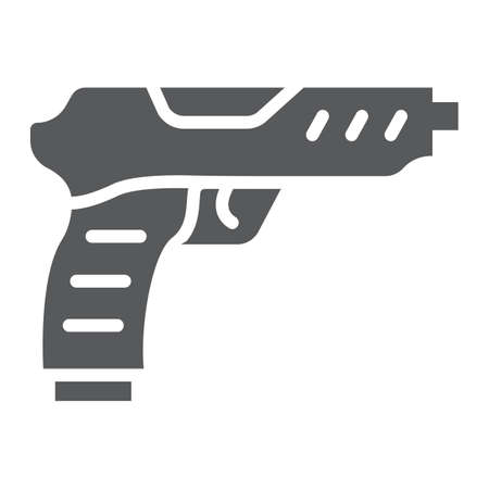 Pistol glyph icon, army and military, gun sign, vector graphics, a solid pattern on a white background.のイラスト素材