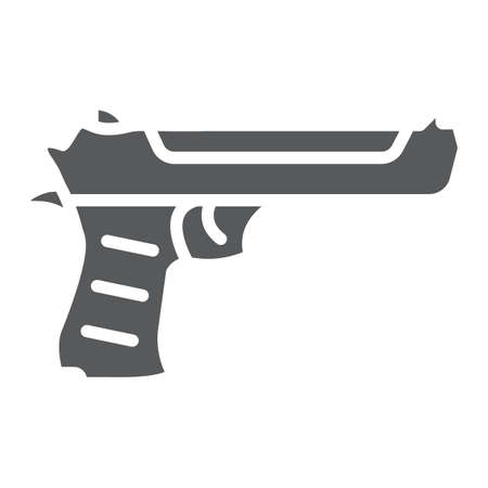 Desert eagle gun glyph icon, army and weapon, handgun sign, vector graphics, a solid pattern on a white background.のイラスト素材