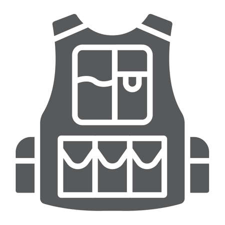Military vest glyph icon, army and force, proof jacket sign, vector graphics, a solid pattern on a white background.のイラスト素材