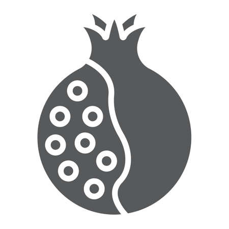 Pomegranate glyph icon, food and fruit, vitamin sign, vector graphics, a solid pattern on a white backgrond.のイラスト素材