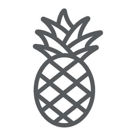 Pineapple line icon, fruit and food, tropical fruit sign, vector graphics, a linear pattern on a white background.のイラスト素材