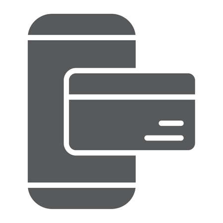 Phone payment glyph icon, technology and money, mobile payment sign, vector graphics, a solid pattern on a white background.のイラスト素材
