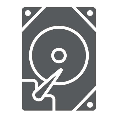 Hdd glyph icon, technology and device, hard drive disk sign, vector graphics, a solid pattern on a white background.のイラスト素材