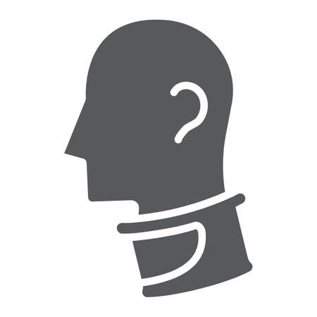 Cervical collar glyph icon, orthopedic and medical, neck collar sign, vector graphics, a solid pattern on a white background.のイラスト素材