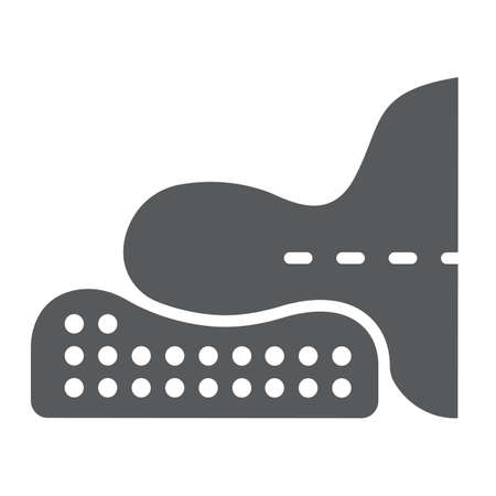 Orthopedic pillow glyph icon, medical and equipment, therapeutic pillow for seniors sign, vector graphics, a solid pattern on a white background.のイラスト素材