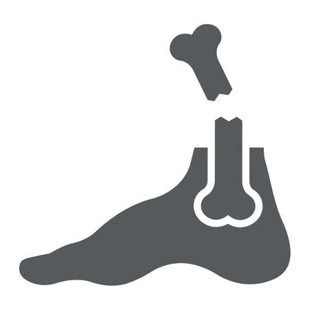 Foot broken glyph icon, medical and healthcare, leg injury sign, vector graphics, a solid pattern on a white background.のイラスト素材