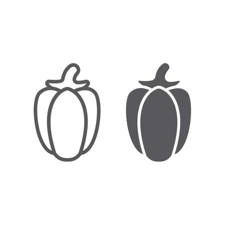 Bell pepper line and glyph icon, fruits and vegetables, capsicum sign, vector graphics, a linear pattern on a white background.のイラスト素材