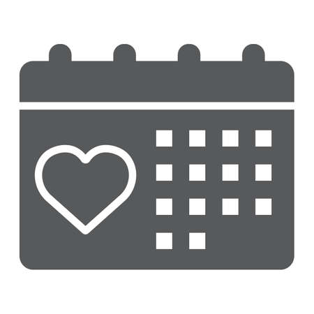 Love Calendar glyph icon, valentine and holiday, valentines day sign, vector graphics, a solid pattern on a white background, eps 10.のイラスト素材