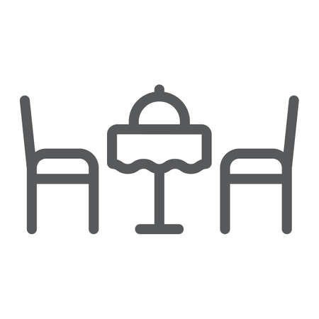 Romantic dinner line icon, valentine and holiday, table with chairs sign, vector graphics, a linear pattern on a white background, eps 10.のイラスト素材