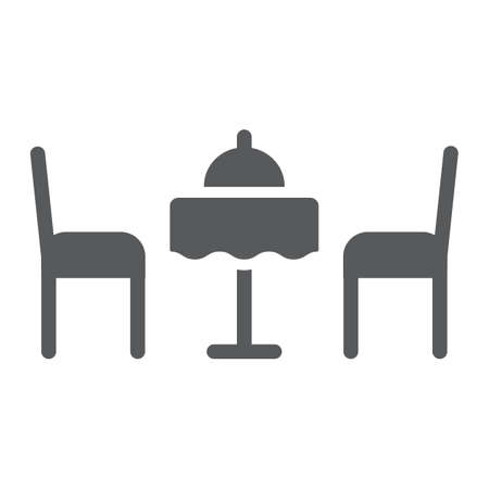 Romantic dinner glyph icon, valentine and holiday, table with chairs sign, vector graphics, a solid pattern on a white background, eps 10.のイラスト素材