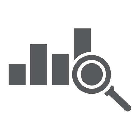 Analyse glyph icon, business and strategy, graph sign, vector graphics, a solid pattern on a white backgroundのイラスト素材