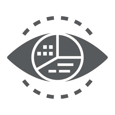 Business vision glyph icon, business and development, eye with pie chart sign, vector graphics, a solid pattern on a white background.のイラスト素材