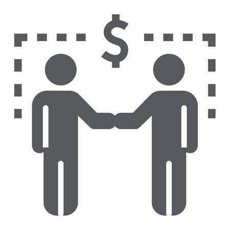 Business relationship glyph icon, business and handshake, two people shaking hands sign, vector graphics, a solid pattern on a white backgroundのイラスト素材
