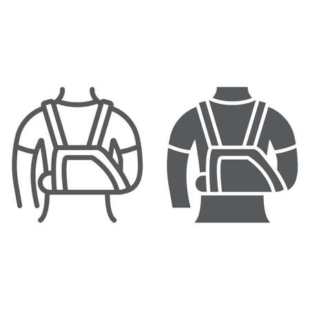 Shoulder immobilzer line icon, medical and healthcare, shoulder bandage sign, vector graphics, a linear pattern on a white background.のイラスト素材