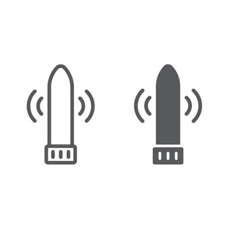 Dildo vibrator line and glyph icon, sex toy and adult, vibrator sign, vector graphics, a linear pattern on a white backgroundのイラスト素材