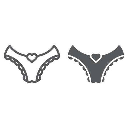 Women underwear line and glyph icon, clothing and underpants, sexy underwear sign, vector graphics, a linear pattern on a white backgroundのイラスト素材
