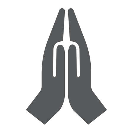 Pray glyph icon, religion and prayer, hands praying sign, vector graphics, a solid pattern on a white background, eps 10のイラスト素材