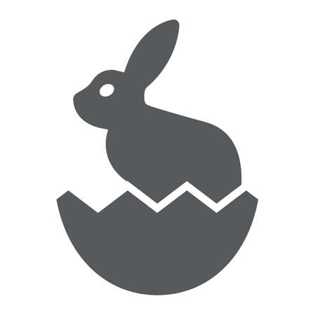 Easter bunny glyph icon, easter and holiday, rabbit in egg sign, vector graphics, a solid pattern on a white background, eps 10のイラスト素材