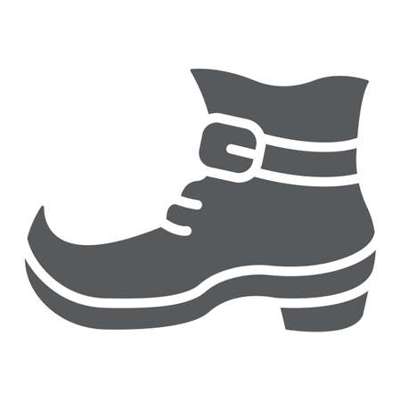 Leprechaun boot glyph icon, st patricks day and footwear, leprechaun shoe sign, vector graphics, a solid pattern on a white backgroundのイラスト素材