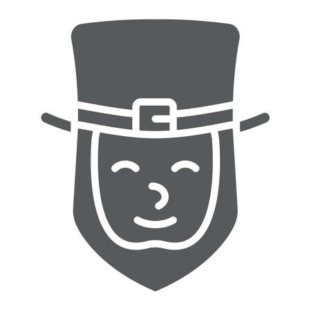 Leprechaun glyph icon, st patricks day and holiday, irish sign, vector graphics, a solid pattern on a white backgroundのイラスト素材